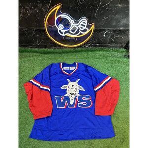 Vintage‎ Ripon Athletic WH Goats #17 Hockey Jersey Size XLarge Blue Sewn